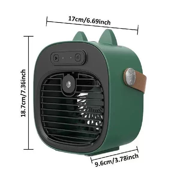 Unisex one size compact USB rechargeable personal mist cooler with adjustable grid air humidifier and leather carrying strap Kalsten