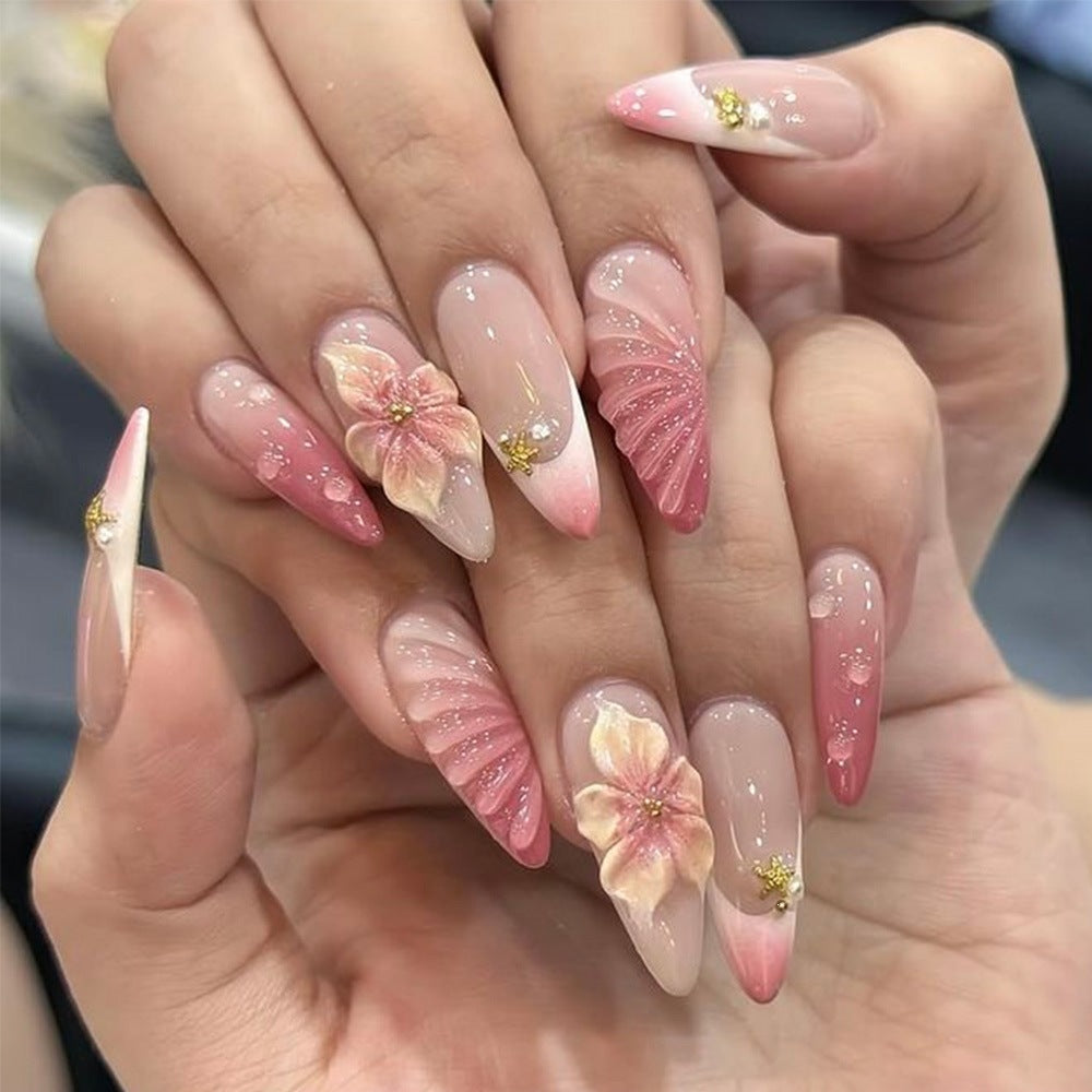 Artificial nails with flower and glitter accents Kalsten