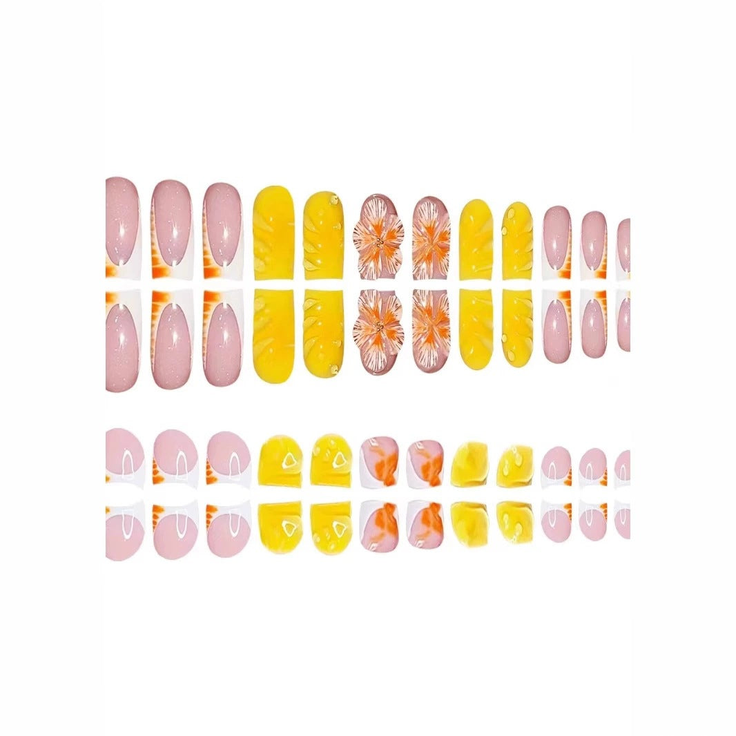 Decorative Floral Print Press-On Nails Kalsten