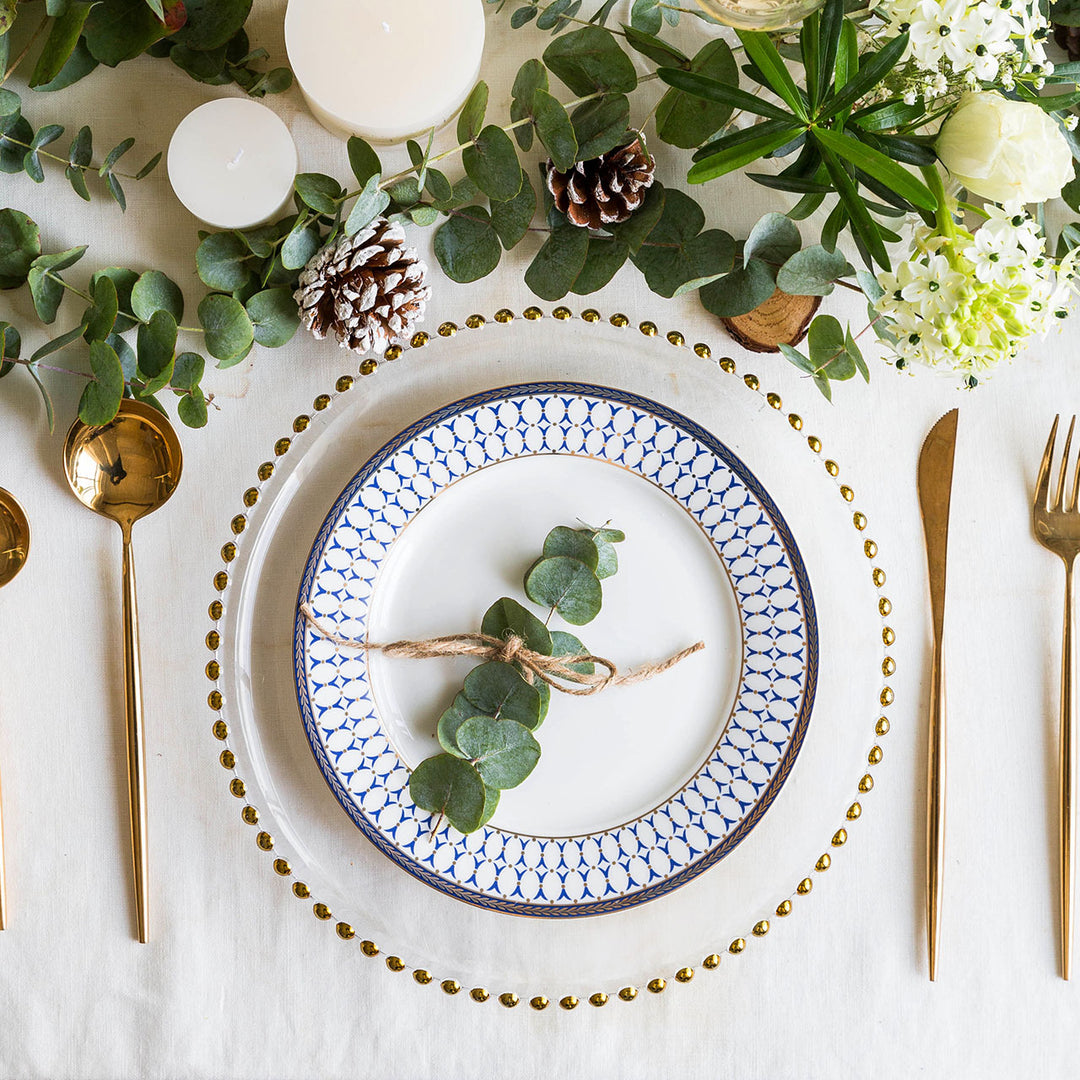 Luxurious metal napkin ring with Greek meander ornament