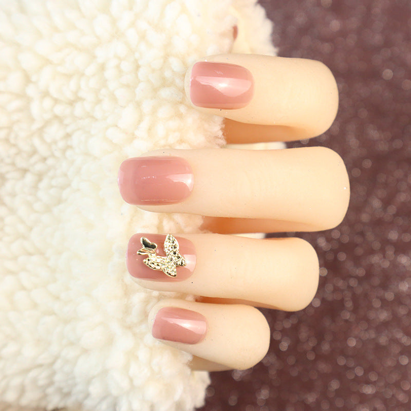 Elegant Press-On Nail Set with Butterfly Accents
