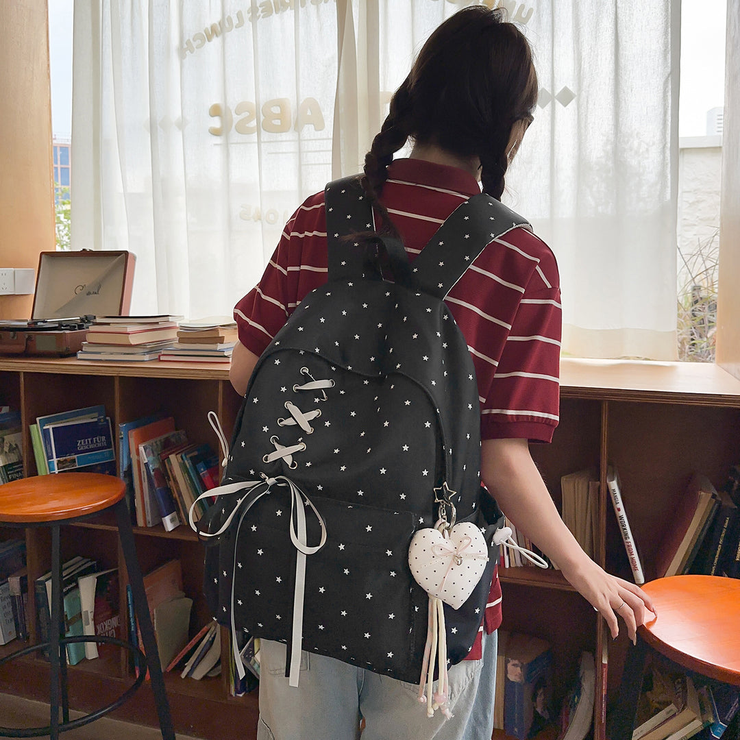 Star Print Decorative School Backpack Kalsten