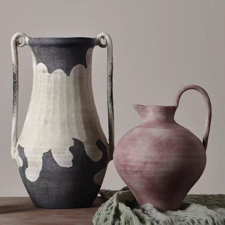 Artistic White and Black Decorative Pitcher
