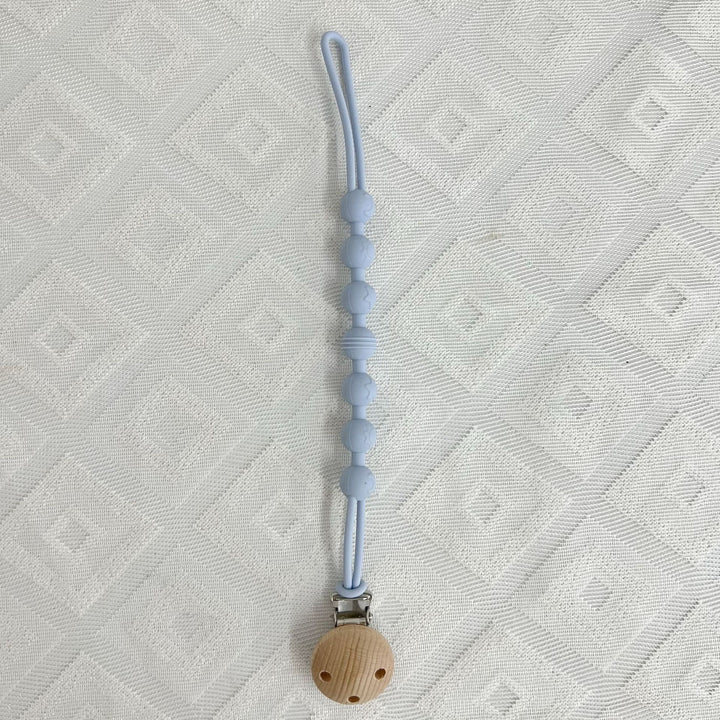 Silicone Beaded Pacifier Lanyard with Wooden Safety Clip
