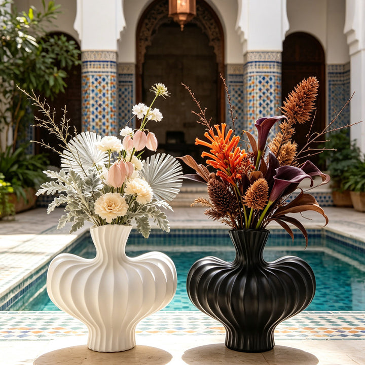 Sculpted Ribbed Decorative Vase Kalsten