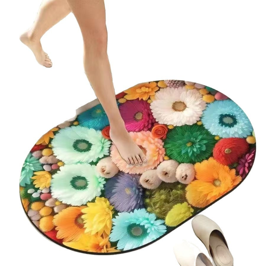 Floral Memory Foam Bath Mat Kalsten