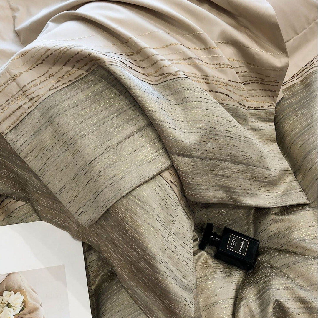 Luxurious satin bedding set with jacquard texture and decorative pillow