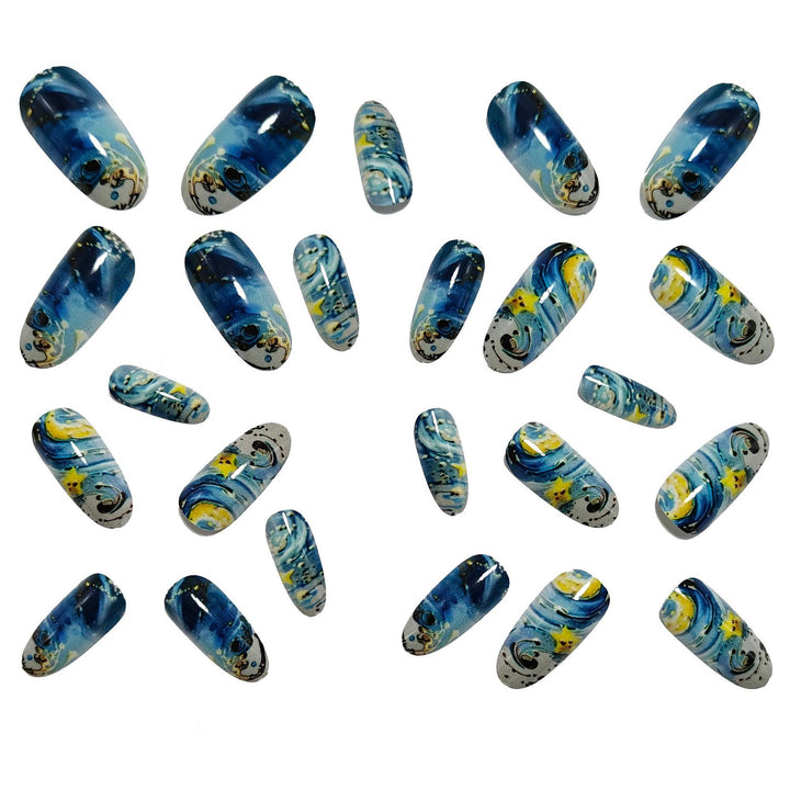 Creative art nails in star and moon design Kalsten