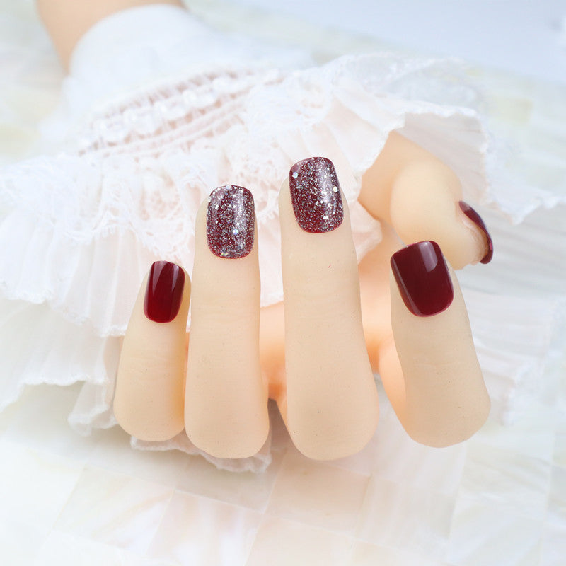 Glossy Press-On Nail Set with Glitter Accents Kalsten