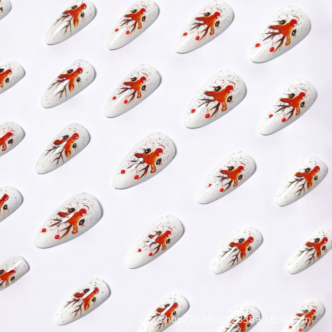 Artifical nails with Festive Reindeer Motif Kalsten
