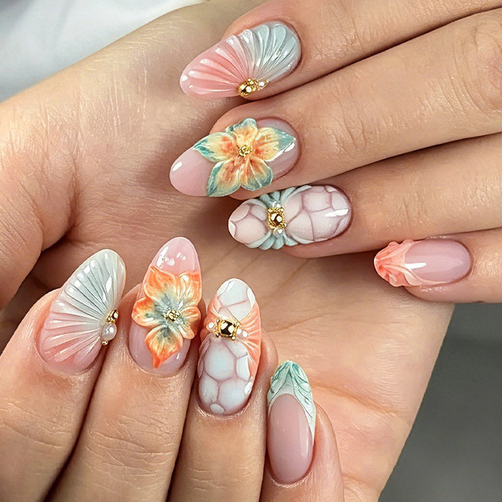 Artifical Nail Collection with Delicate Floral Patterns Kalsten