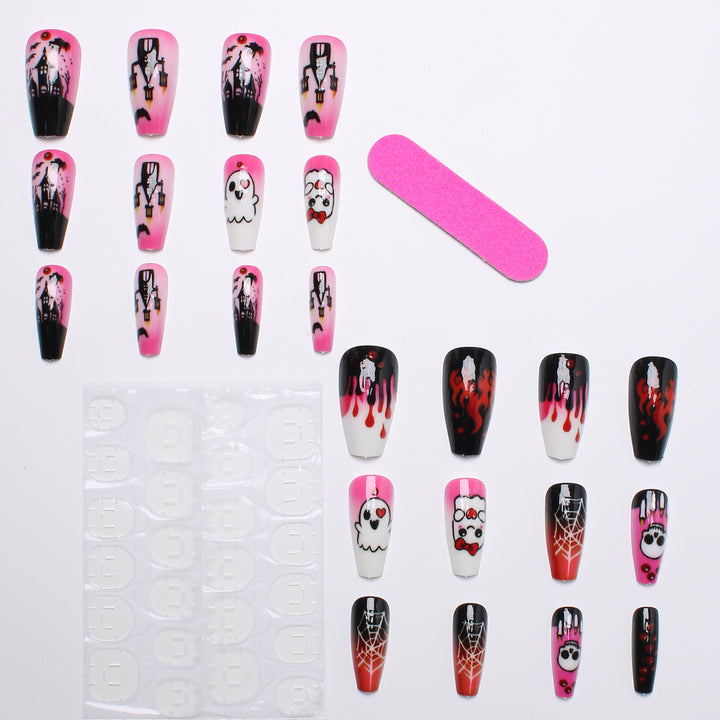 Acrylic nail set with creepy Halloween design and playful motifs Kalsten