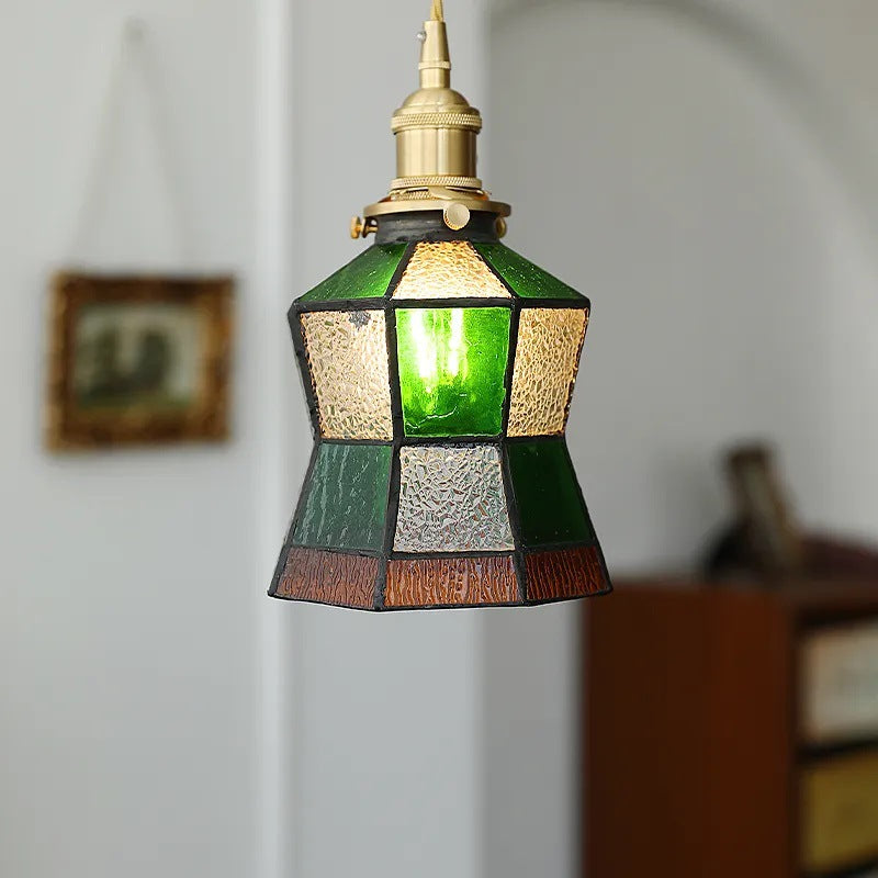 Adjustable Vintage Glass Pendant Light