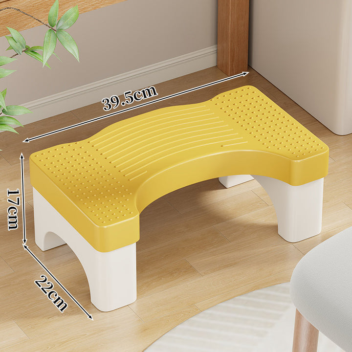 Curved Non-Slip Plastic Footstool Step Stool with Textured Anti-Skid Surface and Reinforced Legs