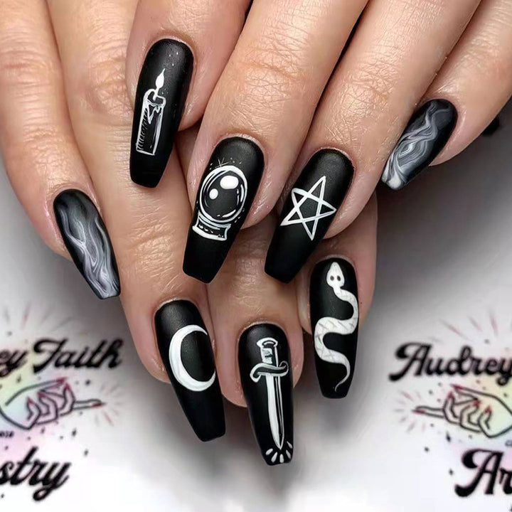 Artful nail art with mystical motifs Kalsten