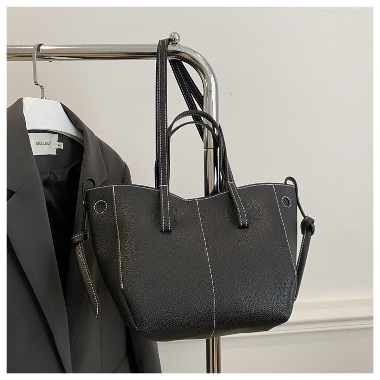 Textured Leather Everyday Tote Bag Kalsten