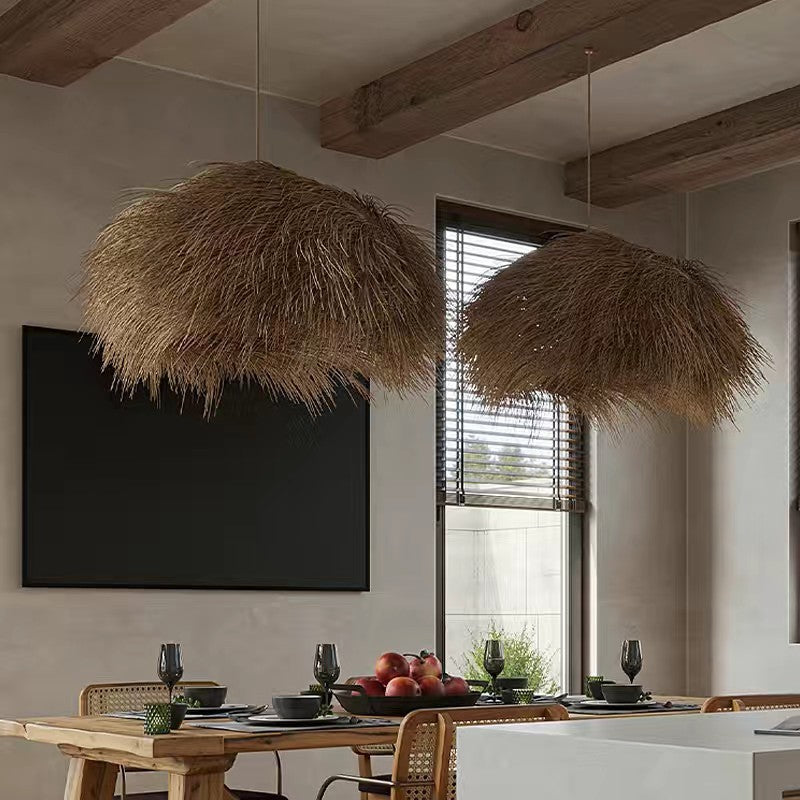 Bohemian-Style Natural Straw Pendant Light