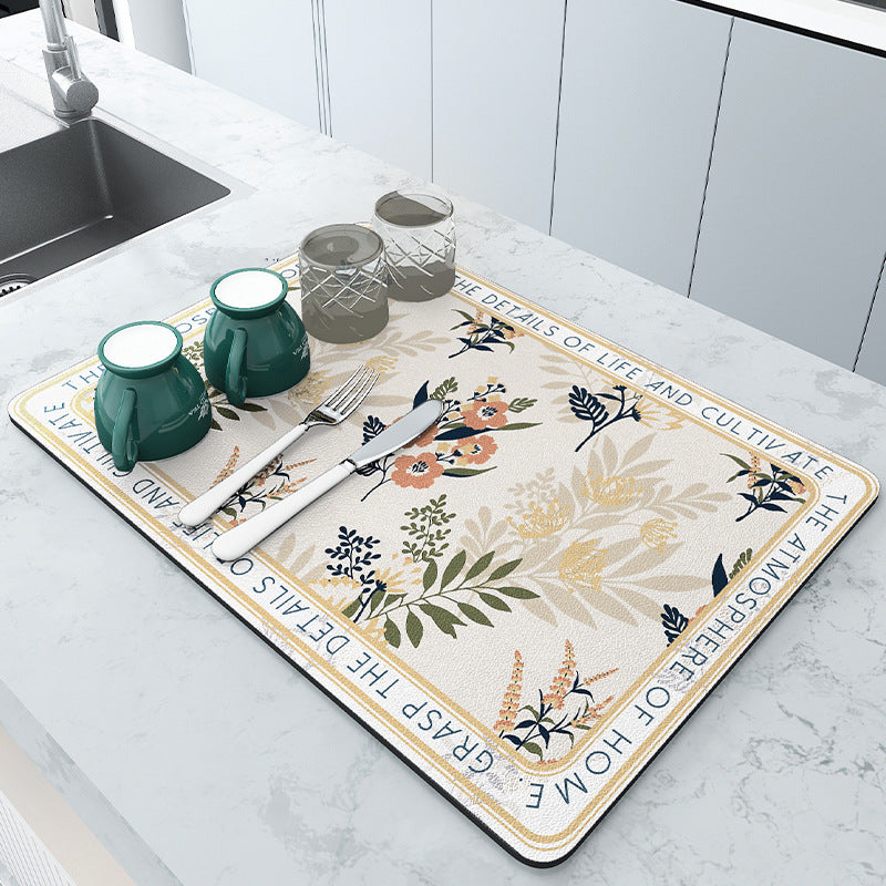 Floral Pattern Kitchen Drain Mat Kalsten