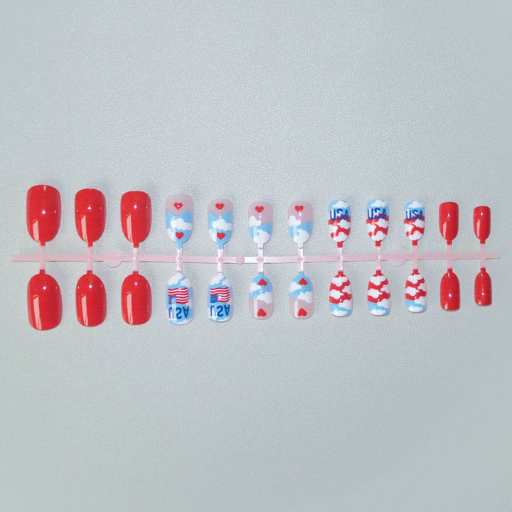 Patriotic Cloud-Themed Nail Art Set