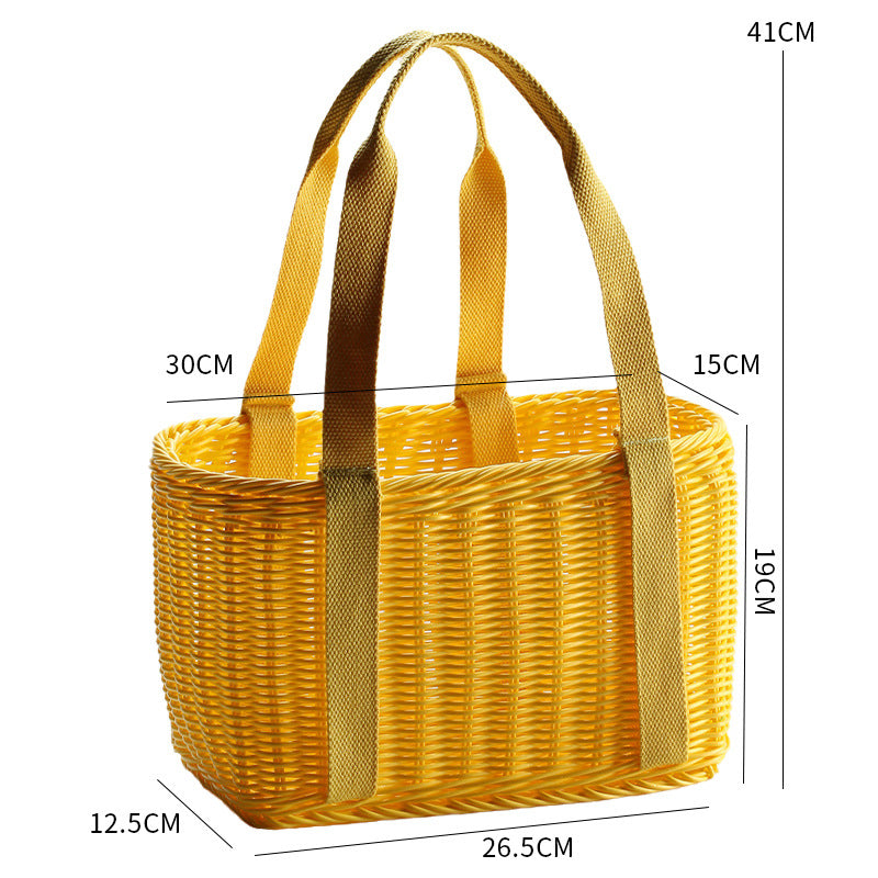 Unisex Robust braided shopping basket with comfortable fabric handles Kalsten