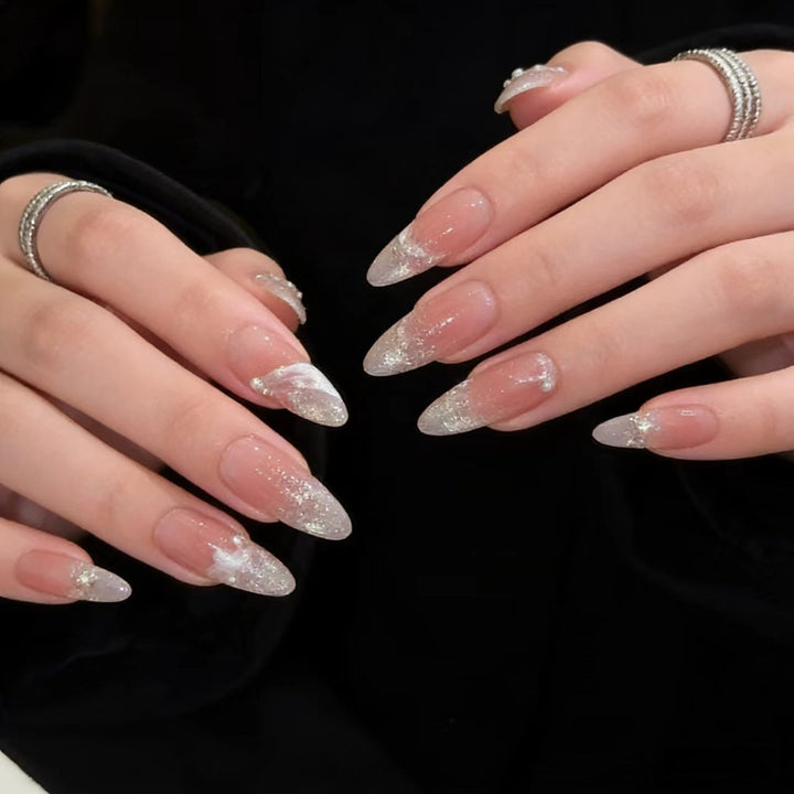 Elegant Glitter Tips Acrylic Nail Extensions