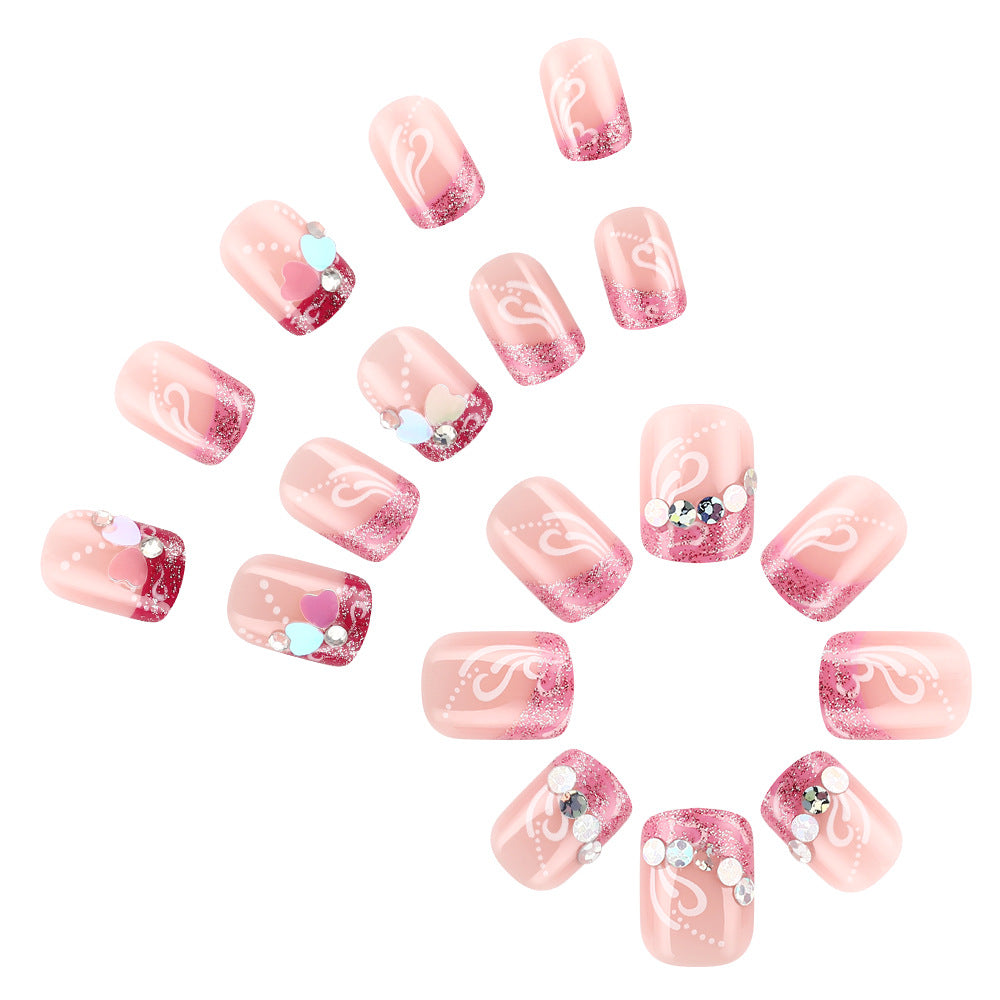 Artistic Press-On Nail Art with Heart Design Kalsten