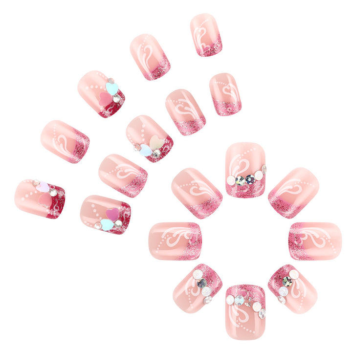 Artistic Press-On Nail Art with Heart Design Kalsten