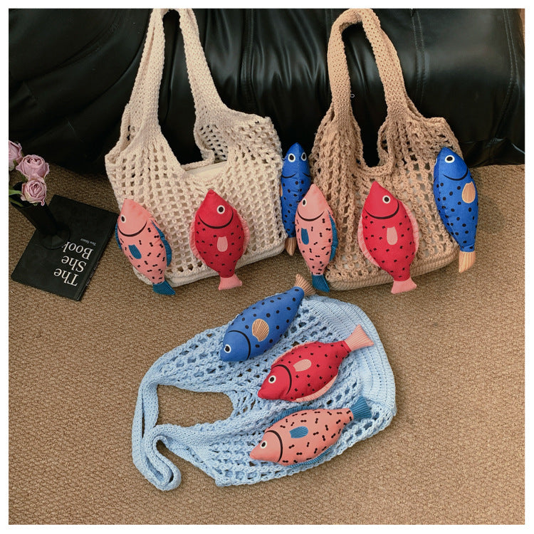 Playful Fish-Themed Crochet Tote Bag