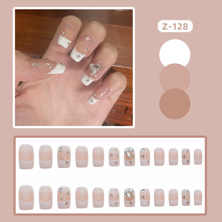 Elegant Rhinestone-Accent Press-On Nail Set