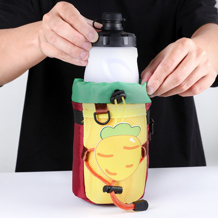 insulated kids water bottle carrier with drawstring closure and three universal attachment straps Kalsten