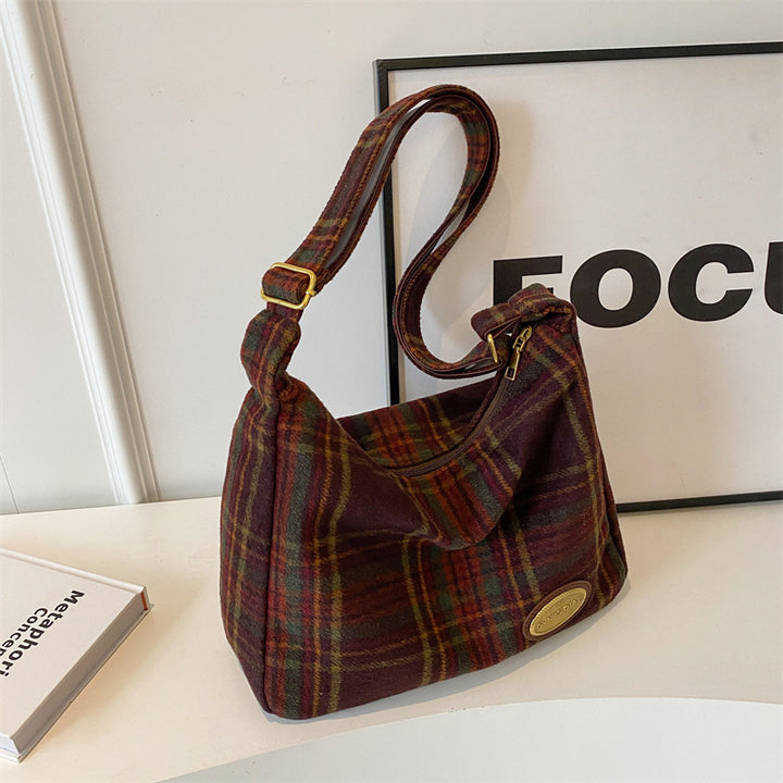 Cozy Plaid Shoulder Bag Kalsten