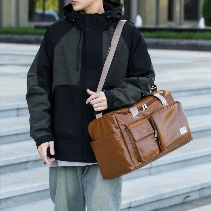Durable Vintage Leather Travel Duffel Bag Kalsten