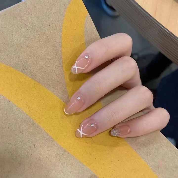 Elegant Crystal-Accented Press-On Nails