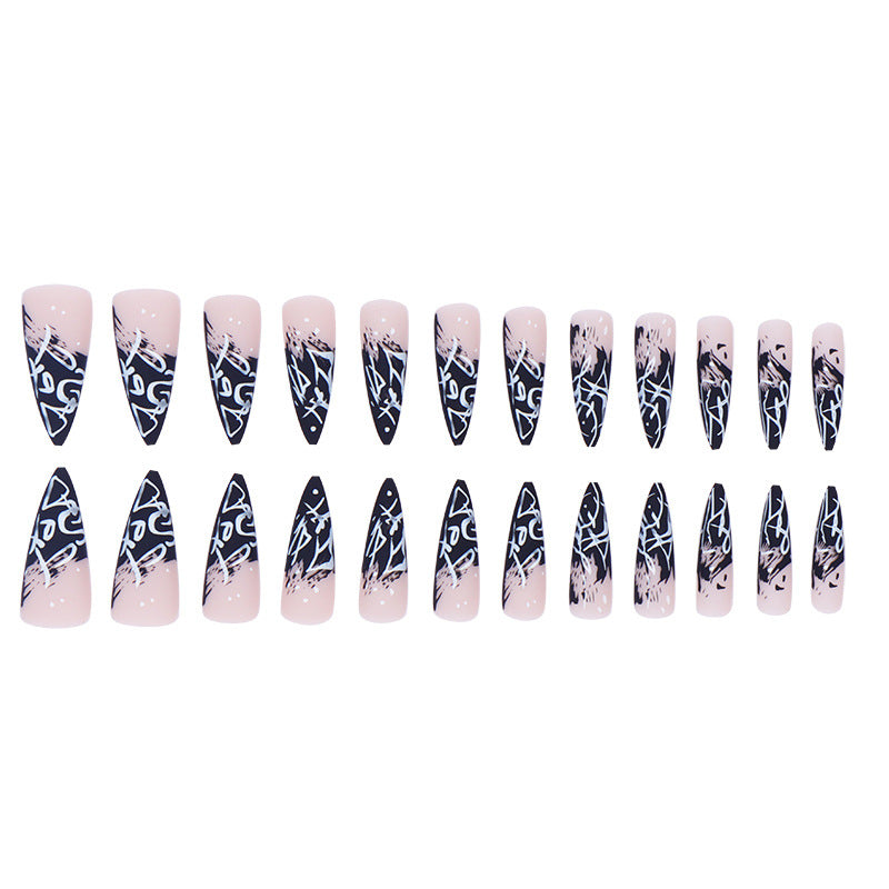 Artistic Stiletto Press-On Nails with Abstract Design Kalsten