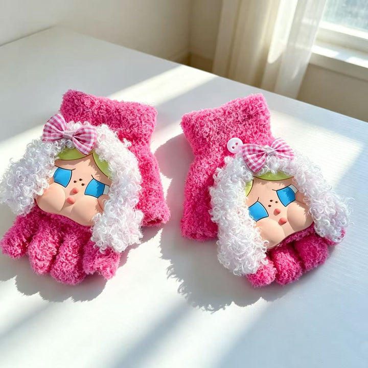 Cute Plush Character Fingerless Gloves Kalsten