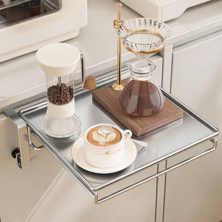 Under-Cabinet Pull-Out Sliding Kitchen Serving Shelf with Towel Bar