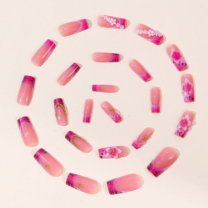 Floral Embellished Gel Nail Art Extensions Kalsten