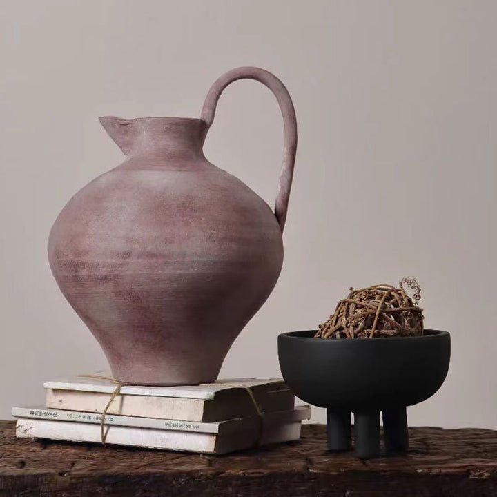 Artistic White and Black Decorative Pitcher
