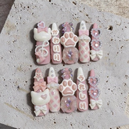 Decorative Themed 3D Press-On Nail Art Set