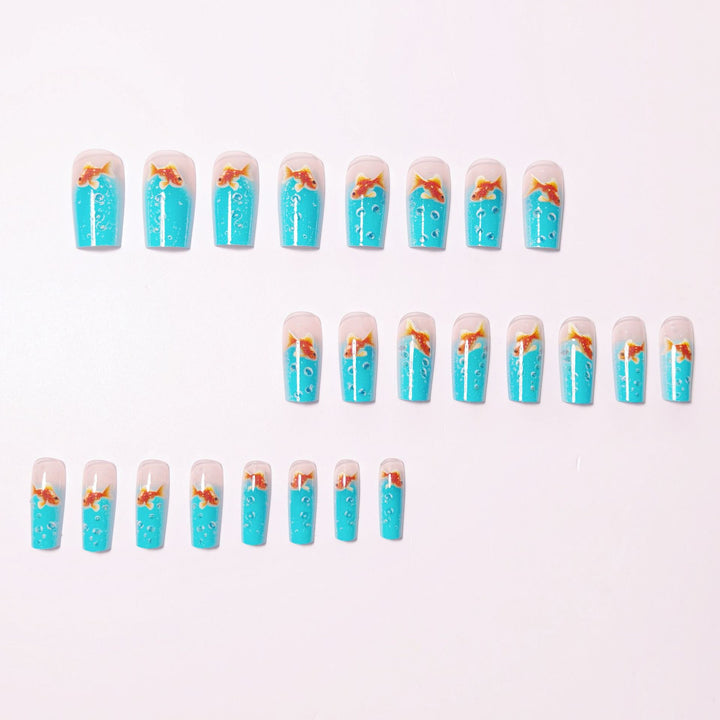 3D Fish and Bubbles Acrylic Nail Art Kalsten