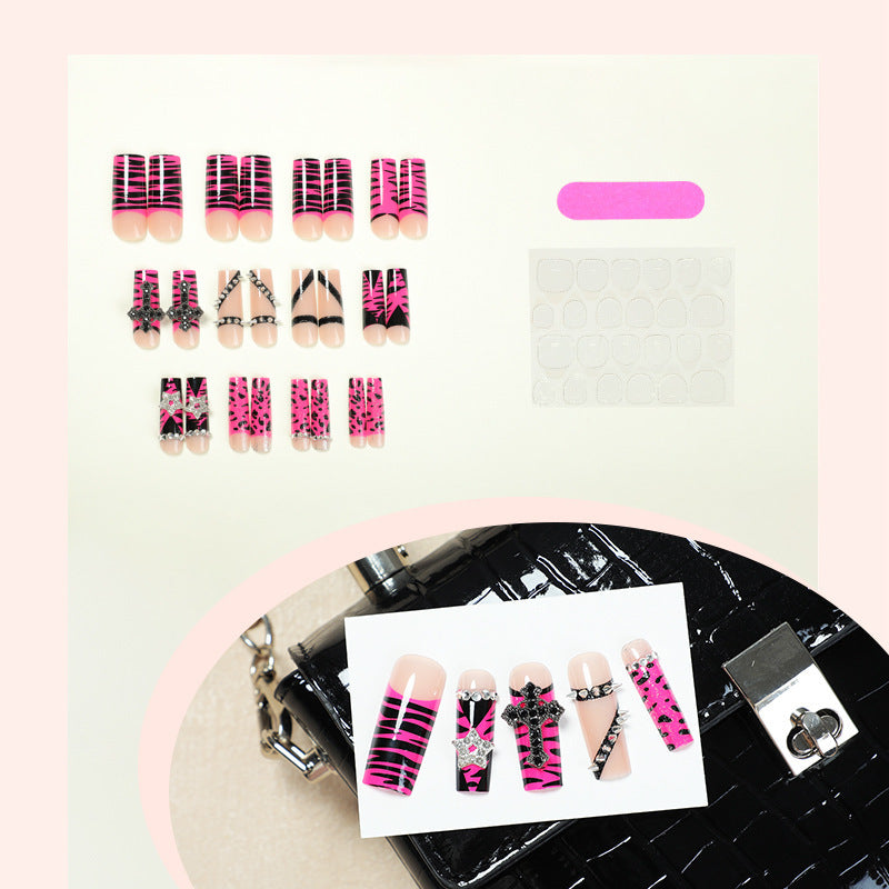 Creative nail art set with eye-catching zebra and glitter pattern Kalsten