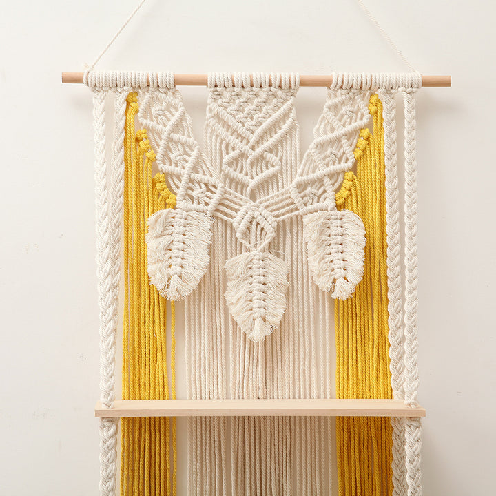 Macramé Wall Decor with Shelving Kalsten