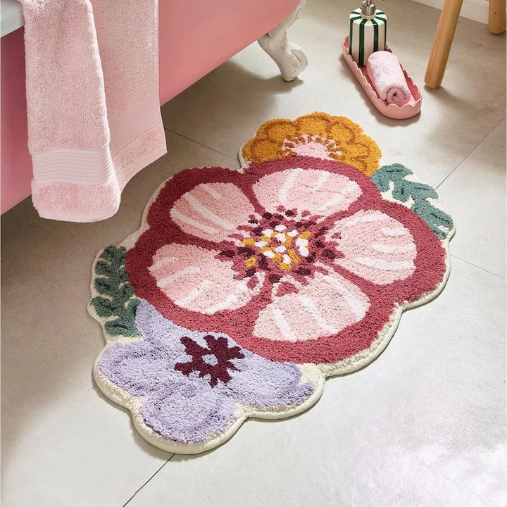 Floral Patterned Bathroom Rug for Home