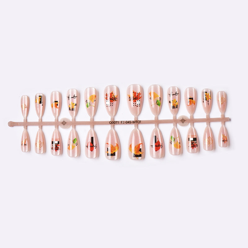 Autumn-Inspired Press-On Nail Art Set 1790738370