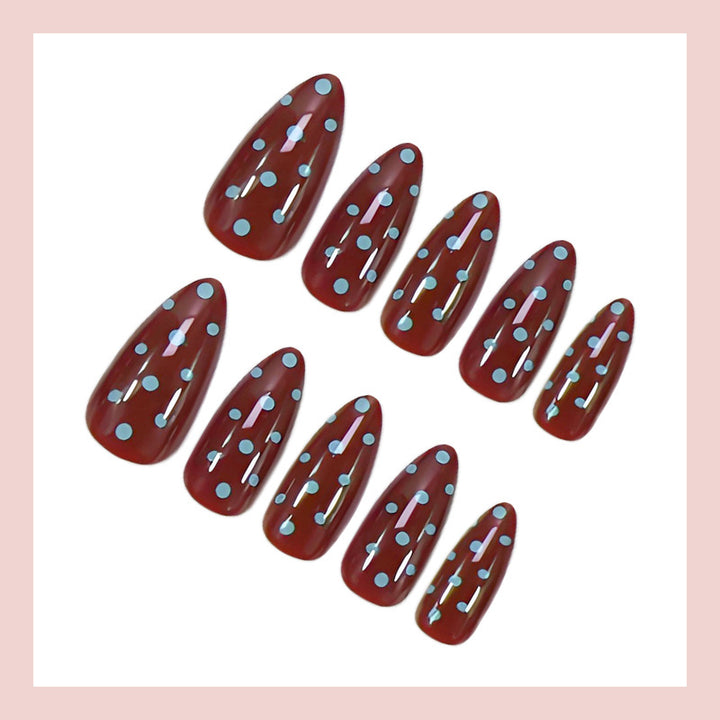 Acrylic nail set with elegant polka dot patterns Kalsten