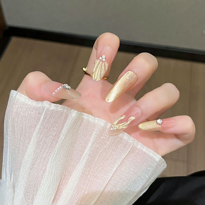 Glamorous Crystal-Studded Stiletto Press-On Nails Kalsten