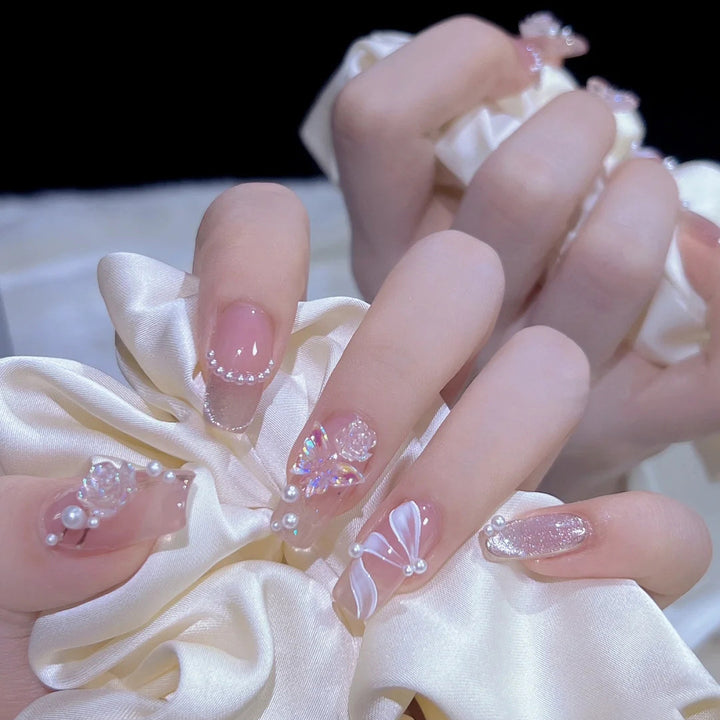 Elegant 3D Floral Nail Art Extensions