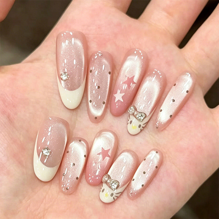 Acrylic nail set with elegant glitter accents Kalsten
