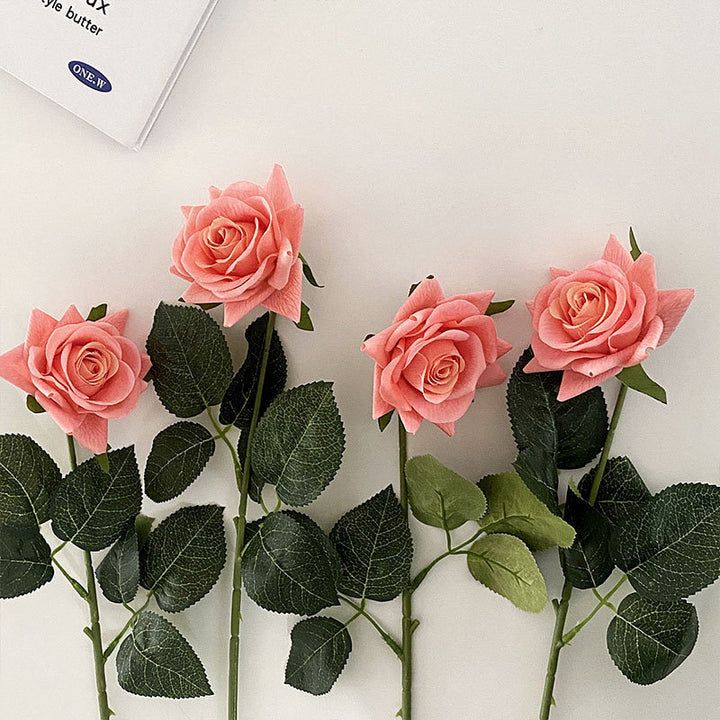 Artificial Silk Rose with Leaves