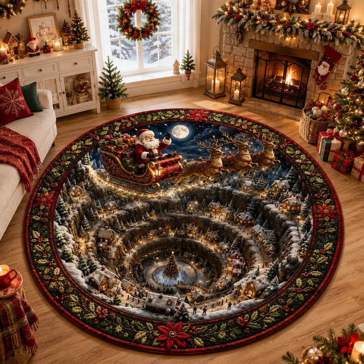 3D Holiday-Themed Round Area Rug